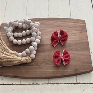 Sparkling Red Bow Hair Clips